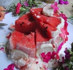 Watermelon wedding cake sliced 